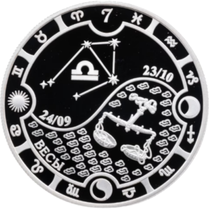 Серебряная монета 1000 франков КФА «Весы», 925, 15.55гр., 2014, аверс